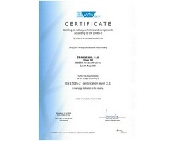 Certifikát EN 15085-2 - Divec