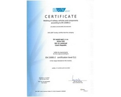 Certifikát EN 15085-2 - Letohrad
